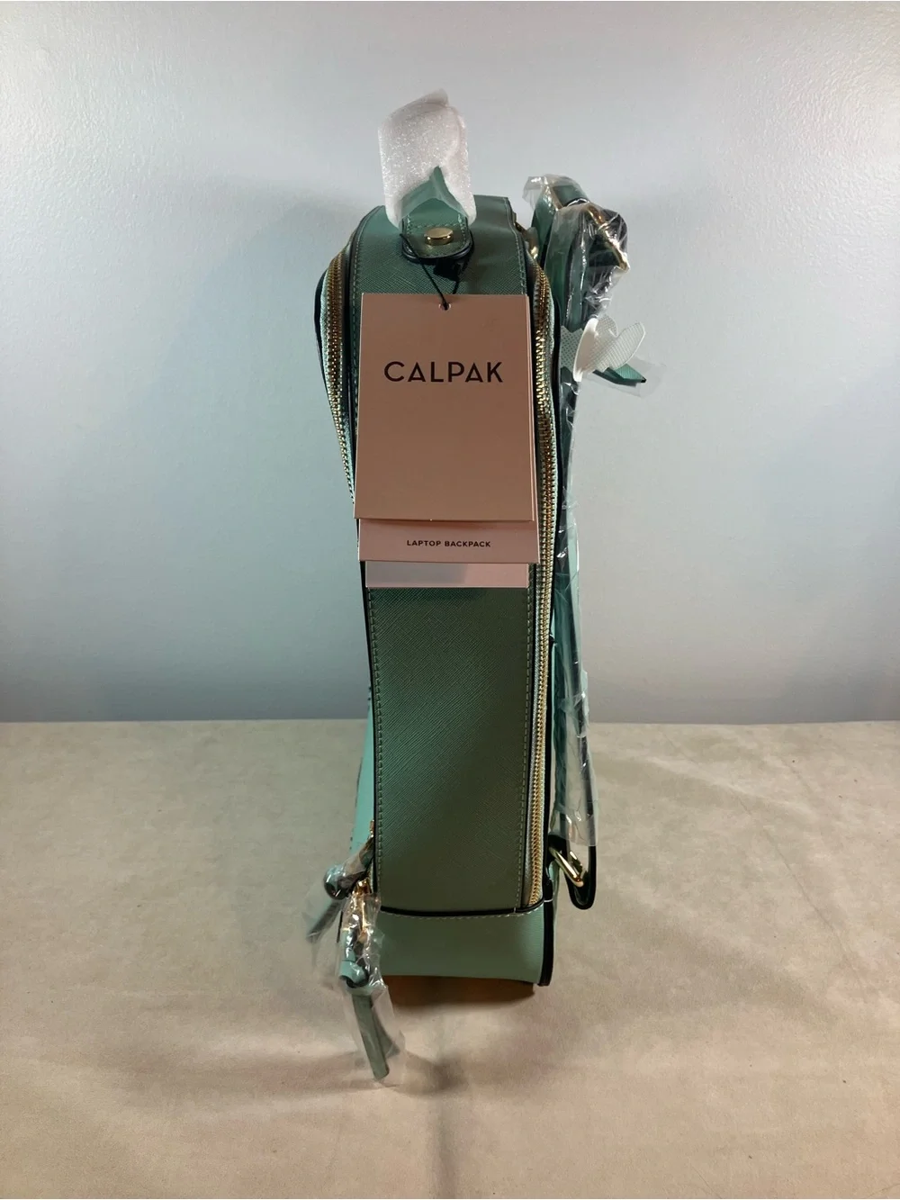 NEW! CALPAK KAYA 15” Laptop Student Travel Backpack in Aqua UNUSED WITH TAGS